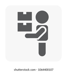 Carton and courier icon on white.