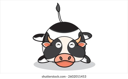 carton cow pose funny. vector illustration 