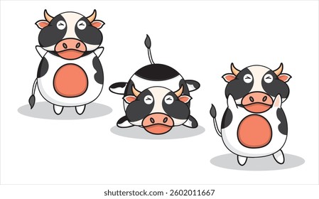 carton cow pose funny. vector illustration 