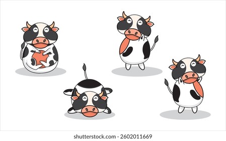 carton cow pose funny. vector illustration 
