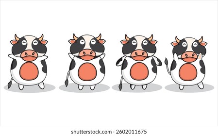 carton cow pose funny. vector illustration 