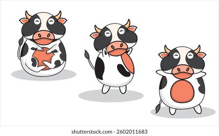 carton cow pose funny. vector illustration 