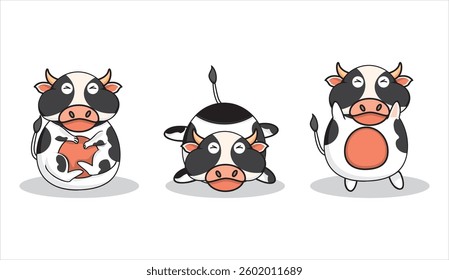 carton cow pose funny. vector illustration 
