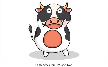 carton cow pose funny. vector illustration 