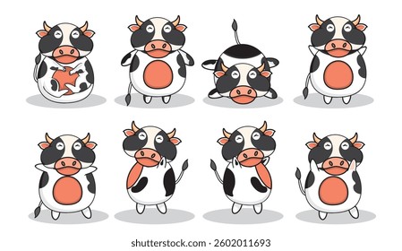 carton cow pose funny. vector illustration 
