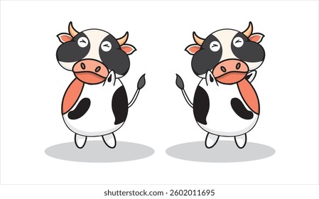 carton cow pose funny. vector illustration 