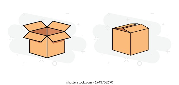 Carton delivery packaging box. Blank packaging box mockup template. Cardboard. Open and closed cardboard box. Packaging Boxes