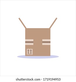Kartonpackung, geschlossene Box, Vektorgrafik einzeln auf weißem Hintergrund.Design für Web, Symbol, Infografik
