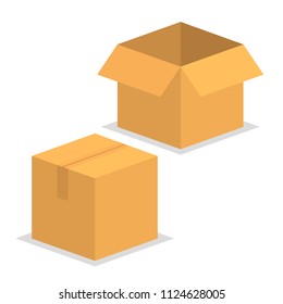 Carton delivery packaging open and closed box.