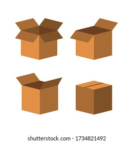 Carton delivery packaging open and closed box.