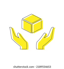 Carton delivery packaging open and closed box with fragile signs. Cardboard box mockup set.