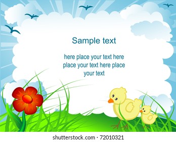 Carton Frame Flower Chicken Stock Vector (Royalty Free) 72010321