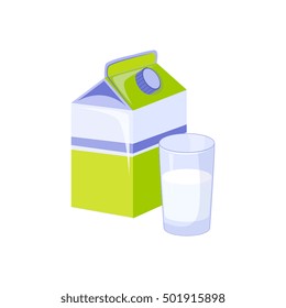 Carton And Glass Of Milk,  Based Product Isolated Icon