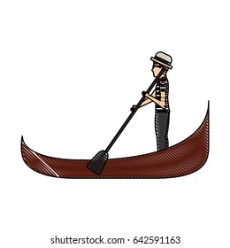 carton gondolier rowing a gondola