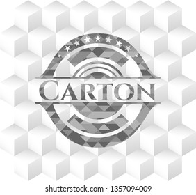 Carton grey emblem with cube white background