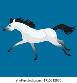 The carton horse runs at a gallop. Isolated vector illustration. Pony illustration for children's book.