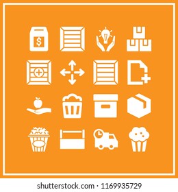 carton icon. 16 carton vector set. move, responsible energy use, popcorn and add file icons for web and design about carton theme