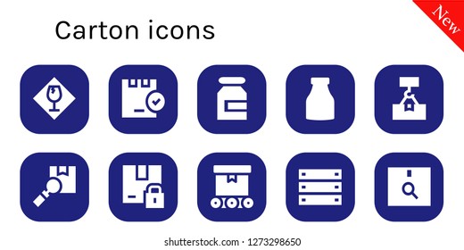  carton icon set. 10 filled carton icons. Simple modern icons about  - Fragile, Package, Milk, Conveyor, Box