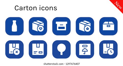  carton icon set. 10 filled carton icons. Simple modern icons about  - Milk, Package, Box, Cardboard, Fragile