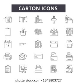 Carton line icons for web and mobile design. Editable stroke signs. Carton  outline concept illustrations