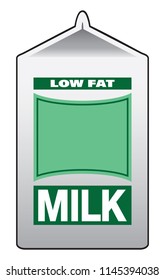 A Carton Of Low Fat Milk With A Green Label