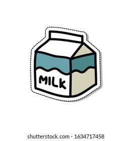 carton of milk doodle icon, vector illustration