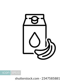 Carton of milk with flavor banana vector icon. Dairy product sign. Graph symbol for cooking web site and apps design, logo, app, UI