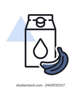 Carton of milk with flavor banana vector icon. Dairy product sign. Graph symbol for cooking web site and apps design, logo, app, UI