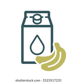 Carton of milk with flavor banana vector icon. Dairy product sign. Graph symbol for cooking web site and apps design, logo, app, UI