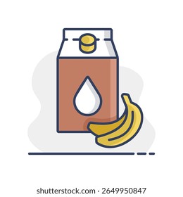 Carton of milk with flavor banana vector icon. Dairy product sign. Graph symbol for cooking web site and apps design, logo, app, UI