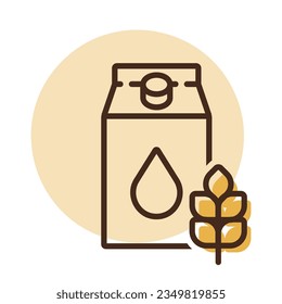 Carton of milk with flavor cereal vector icon. Dairy product sign. Graph symbol for cooking web site and apps design, logo, app, UI