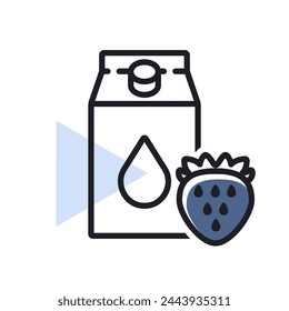 Carton of milk with flavor strawberry vector icon. Dairy product sign. Graph symbol for cooking web site and apps design, logo, app, UI