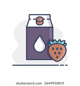 Carton of milk with flavor strawberry vector icon. Dairy product sign. Graph symbol for cooking web site and apps design, logo, app, UI