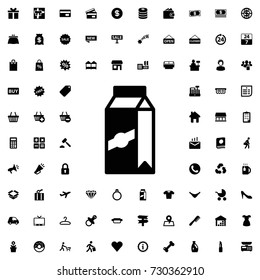 Carton milk icon vector isolated on white background. set of filled shopping icons.