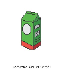 Carton with milk, pixel art video game object
