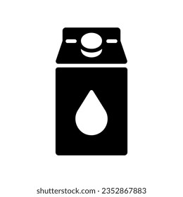 Carton of milk vector glyph icon. Dairy product sign. Graph symbol for cooking web site and apps design, logo, app, UI