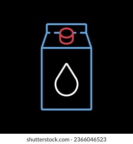 Carton of milk vector on black background icon. Dairy product sign. Graph symbol for cooking web site and apps design, logo, app, UI