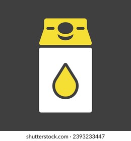 Cartón del vector de la leche sobre el icono de fondo oscuro. Signo de producto lácteo. Símbolo gráfico para cocinar diseño de sitio web y aplicaciones, logotipo, aplicación, interfaz de usuario