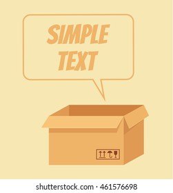 Carton open box. Vector flat cartoon illustration