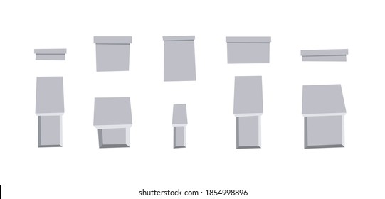 Carton Open and Closed Recycling Boxes Set. Cartoon Style Illustration Delivery Packaging. Flat Graphic Design Forwarding Clip Art. Vector Collection Mockup Isolated on White Background