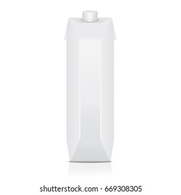 Carton pack mock up for juice, milk. Vector package template for your design