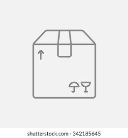 Carton package box line icon for web, mobile and infographics. Vector dark grey icon isolated on light grey background.