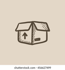 Carton package box vector sketch icon isolated on background. Hand drawn Carton package box icon. Carton package box sketch icon for infographic, website or app.