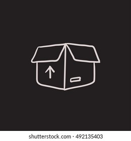Faltschachtel, Vektorgrafik-Symbol einzeln auf Hintergrund. Handgezeichnete Packungskiste Symbol. Karton-Paket-Paket-Skizze Symbol für Infografik, Website oder App.