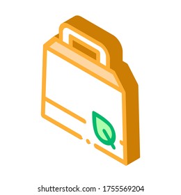 Carton Package With Handle And Plant Leaf vector isometric sign. color isolated symbol illustration