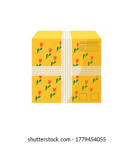 Carton packages with adhesive tape for delivery icons. Set of postal parcels, packs, boxes, letters, envelopes. parcel for online delivery service concept. Isolated vector