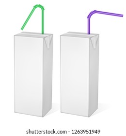 The carton packages of Milk or juice isolated on light background. Carton packages, White pack Mockup, Realistic template, vector illustration