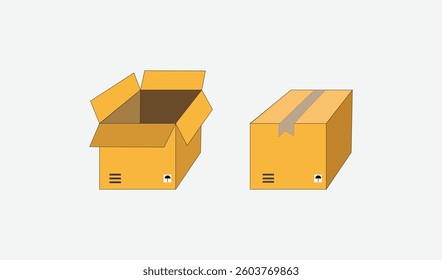 Carton packaging box set design vector illustration for use.