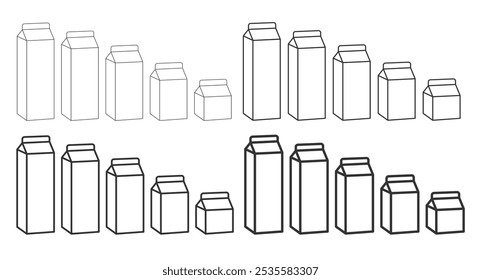 Carton packaging icon symbol. Packaging for liquid, Kefir, milk, juice. Nutrition Package empty Logo, sign. Vector illustration image. Isolated on white background.