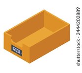 Carton paper tray icon isometric vector. Office empty box. Case shelf desk
